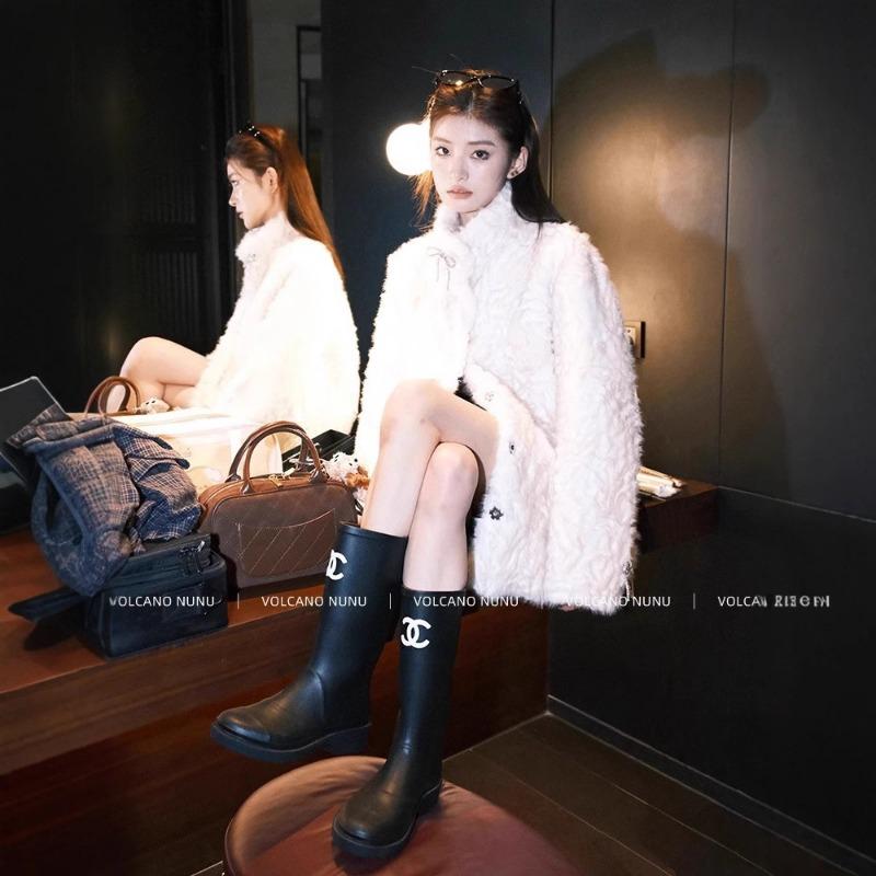 Small Volcano Nunu Moon Shadow Girl Stand Collar Dyed Tip Environmentally Friendly Fur Coat Women's Winter Warm Wool Coat Versatile