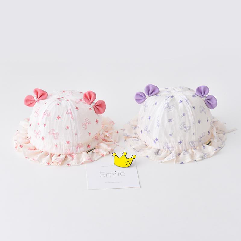 Spring Baby Bucket Hat With Cute Bow Unisex Infant Windproof Sun Hat Adjustable Brim For Newborns And Toddlers