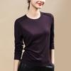 Laseer Tencel Wool Long Sleeve Womens Slim Fit Top With Round Neck For Casual Wear