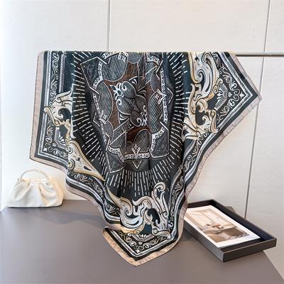 Versatile Satin Imitation Silk Printing Large Square Scarf Silk Scarf Shawl Headscarf Neck Protection Scarf