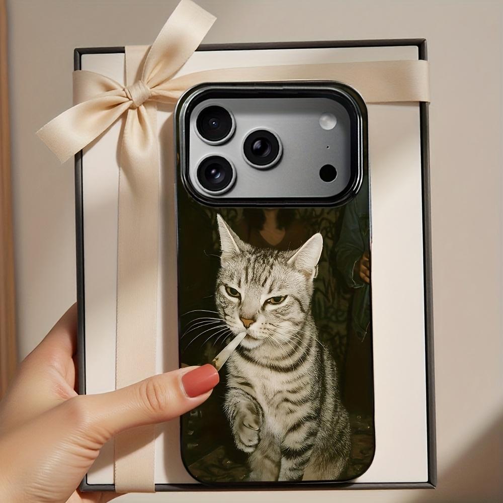 Cool Smoking Cat Pattern Phone Case for iPhone 17 16 15 14 Plus 13 12 11 Pro Max Funny Soft Shockproof Protective Cover