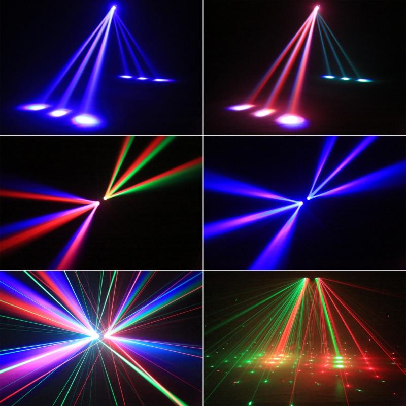 100W RGBW Double Head Moving Head Beam Rotating Light Remote Control RG Laser Stage Strobe Light DMX512  Disco Party Bar