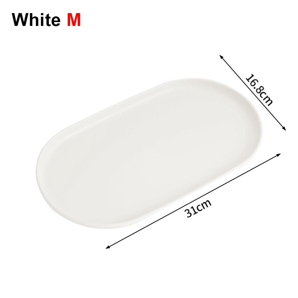 1Pcs New Stackable Fruit Plate Smooth Edge Oval Shaped Dessert Tray Reusable S/M/L Food Serving Tray for Home Kitchen