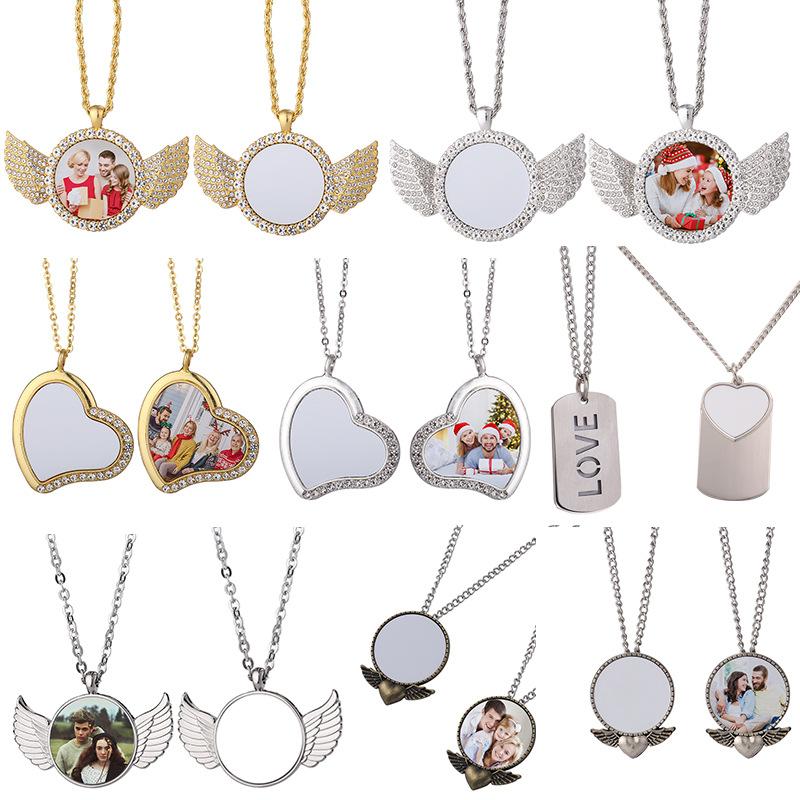 Sublimation Necklace Diamond Wing Pendant DIY Family Photos Sublimation Angel Wings Necklace Best Friends or Family Necklace