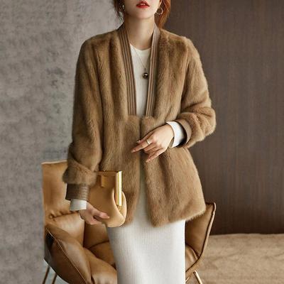 Jachetă de pluș pentru femeie de toamnă mărime mare moale, confortabilă, largi, imitație de nurcă, cardigan de culoare solidă, jachetă mătăsoasă