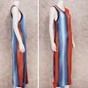 New Vintage Colorful Knit Bikini Cover Up Sexy Knit Cutout Side Slit Tank Top Long Dress Women Beach Swimwear Cover Up Q1403