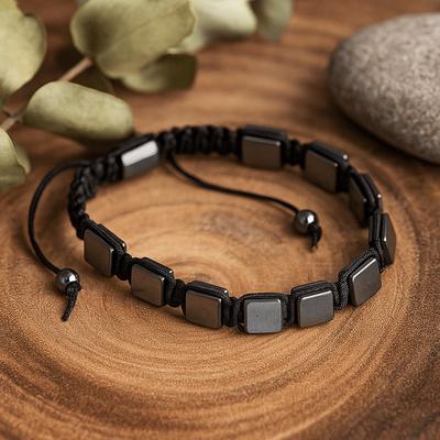 Magnetisches Hämatit-Armband Flache Würfelperlen
