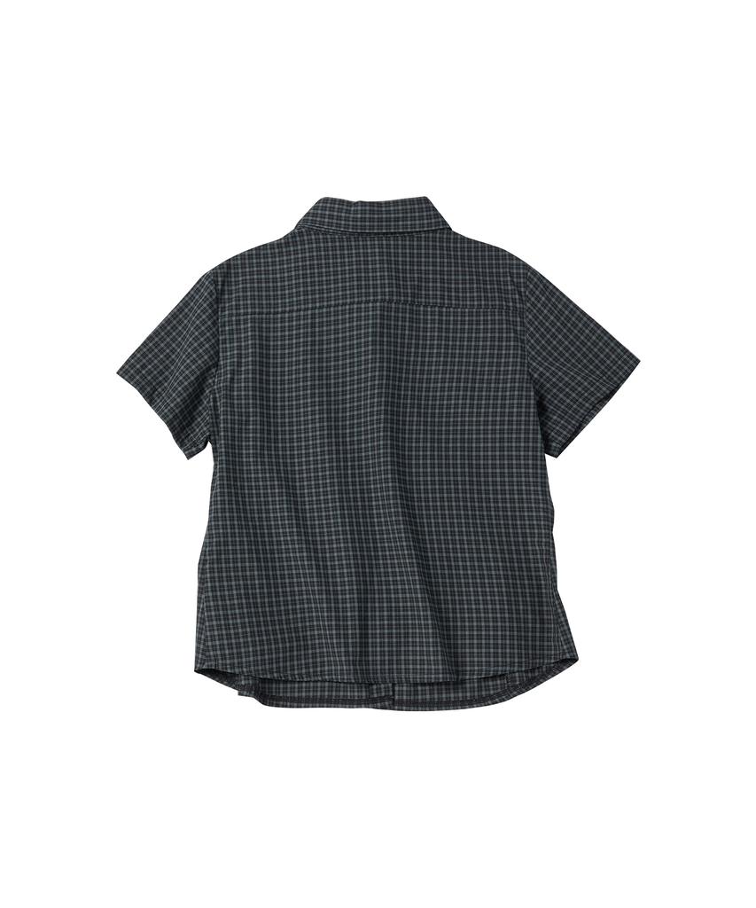 COMONINOZ W Pintuck Check Half Shirts [Black]