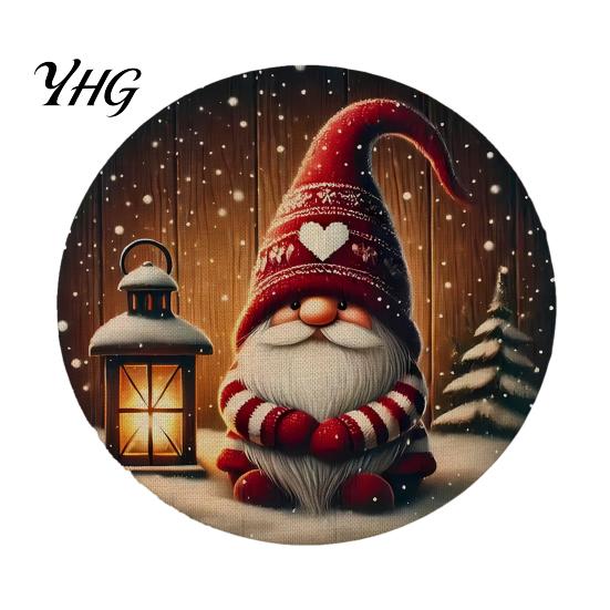 Non Slip Kitchen Decor Round Christmas Placemat, 14 Inch Festive Pattern Anti Tabletop Protector, Scald Table Cover Heat Insulation Place Mat