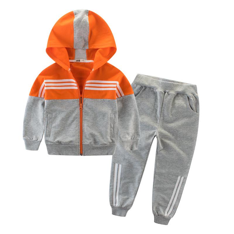 2024 Spring/Autumn Korean-Style Color Block Tracksuit for Boys - Medium/Large Two-Piece Jacket Set