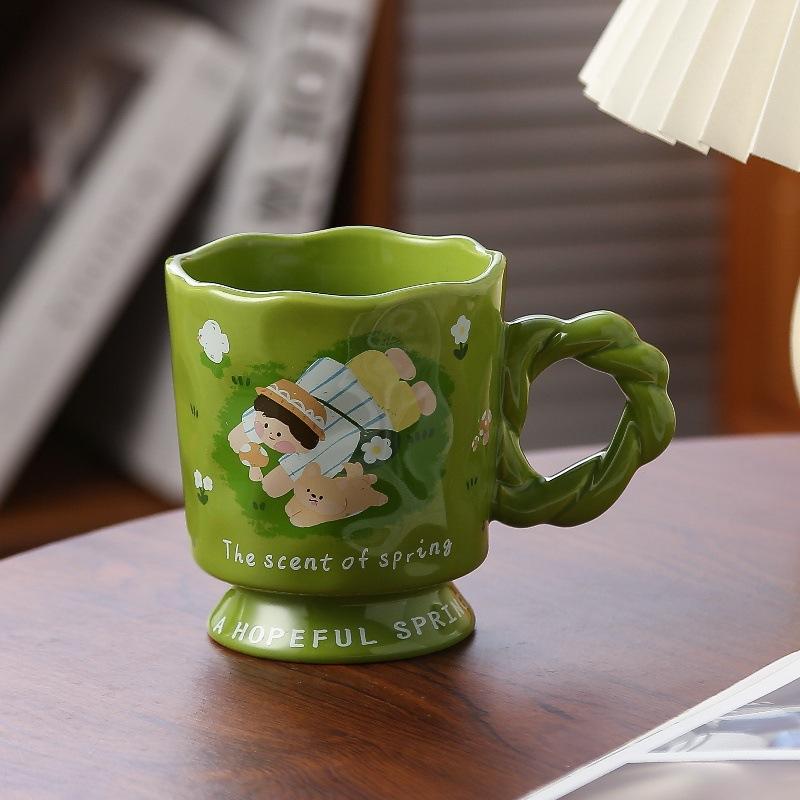 

Милая кружка Девушка Чашка для воды Домашняя офисная чашка Высоко выглядящая керамическая чашка Чашка для завтрака Мужчины 301-400ml