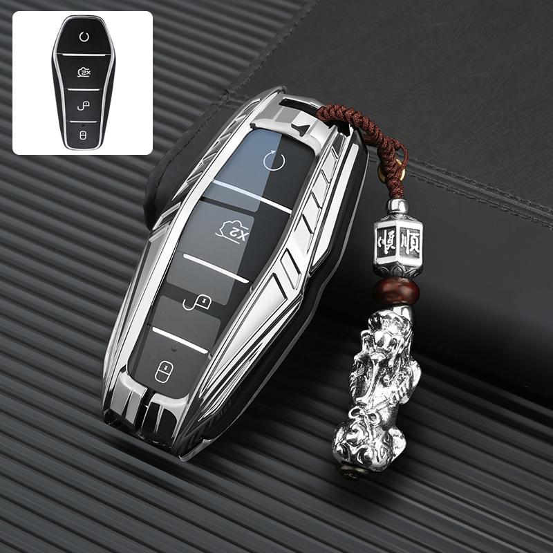 Car Zinc Alloy Leather Key Case Cover For BYD Atto 3 Han EV Dolphin Lied Tang Dm Qin PLUS Song Pro MAX Yuan Keychain Accessories