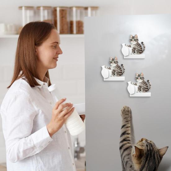 1/2/3Pcs Cat Whiskers Holder Refrigerator Magnet Cats Hair Miniature Vase Collector Container Pet Memorial Keepsake Decoration Animal Lovers Gift