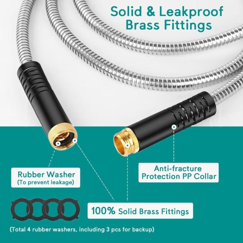 Durability Metal Water Hose Extension With Brass Connectors Leak Proof Kink Resistant Outdoor Gardening Tool Hose Extender