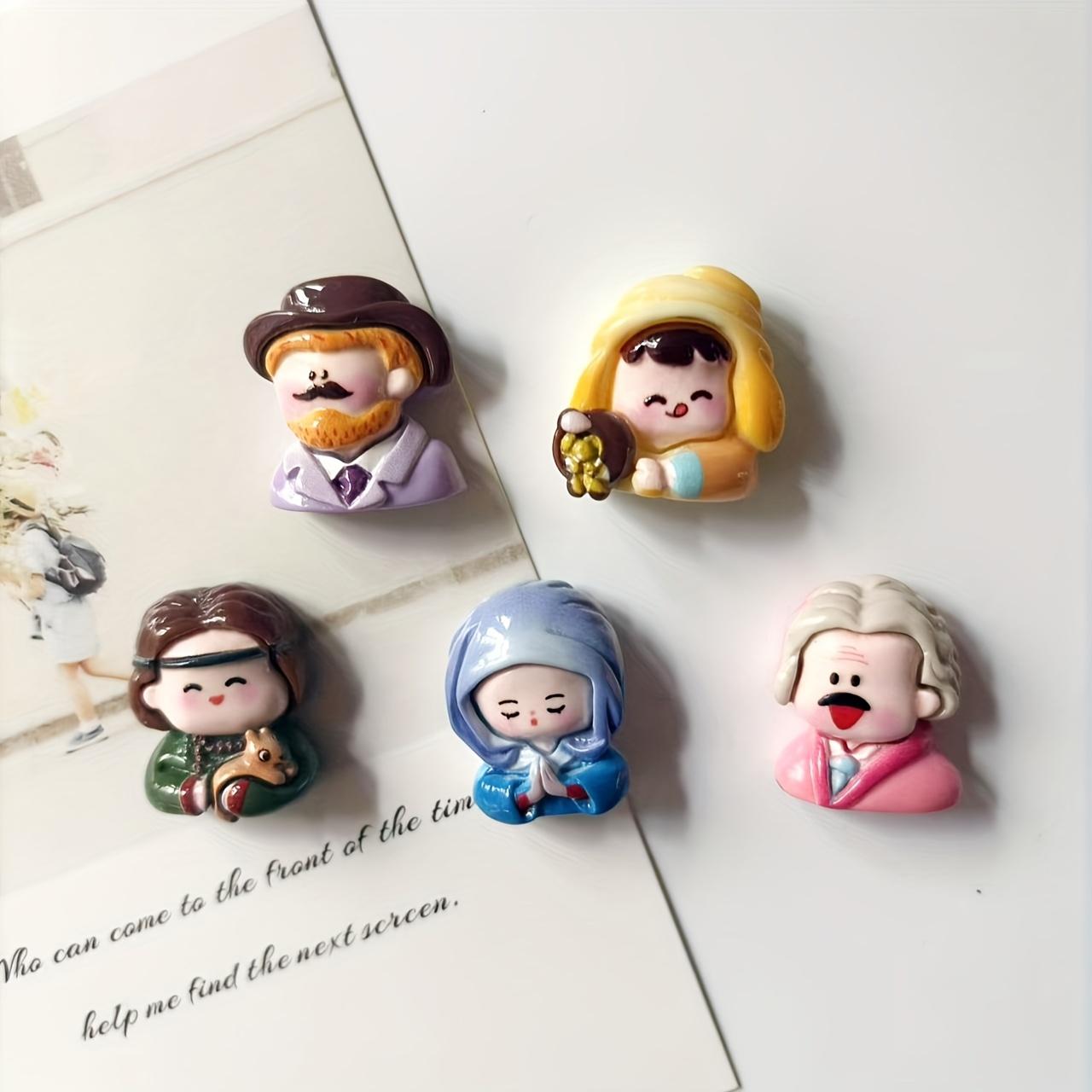 

5Pcs Bright Face Character Resin Refrigerator Sticker Home Decor Magnet Cartoon Character Magnet Home Decor Magnet