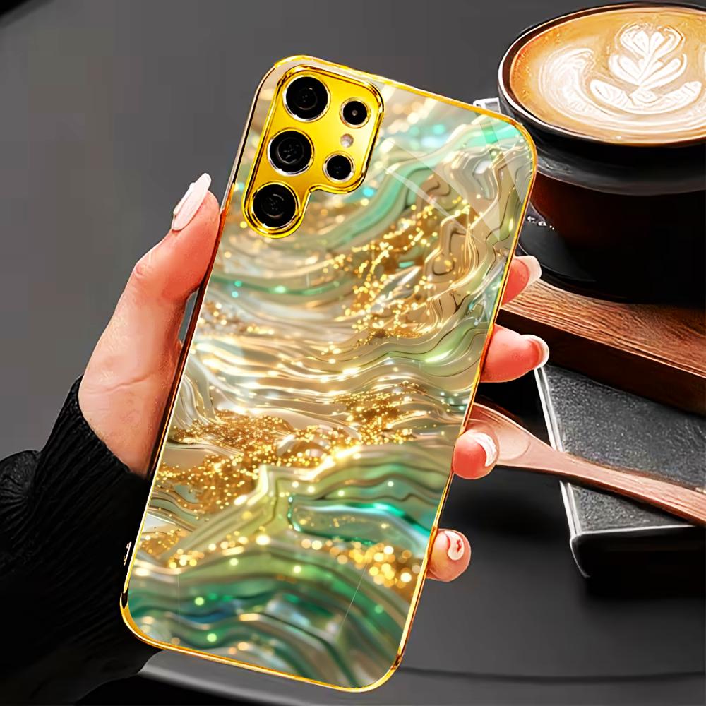 Atmosphere Simplicity High-end Electroplating Glass PhoneCase for Samsung Galaxy S26 S25 S24 S23 S22 S21 FE,Ultra,Plus