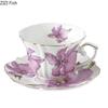 Purple Lily Pattern Mugs Porcelain Cup&saucer Tableware Gilding Coffee Mug Dining Table Afternoon Tea Teacup Fruits Juice Cup