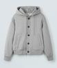 Piari Heavy Cotton Two-Way Button Zip-Up Hoodie (Gray)