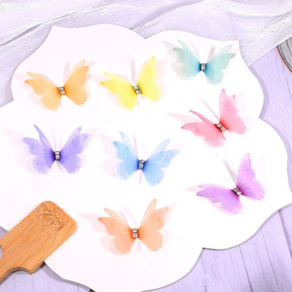 50Pcs Colorful Chiffon Butterfly Embroidered Patches Clothes Sewing Patch Bridal Hair Accessories