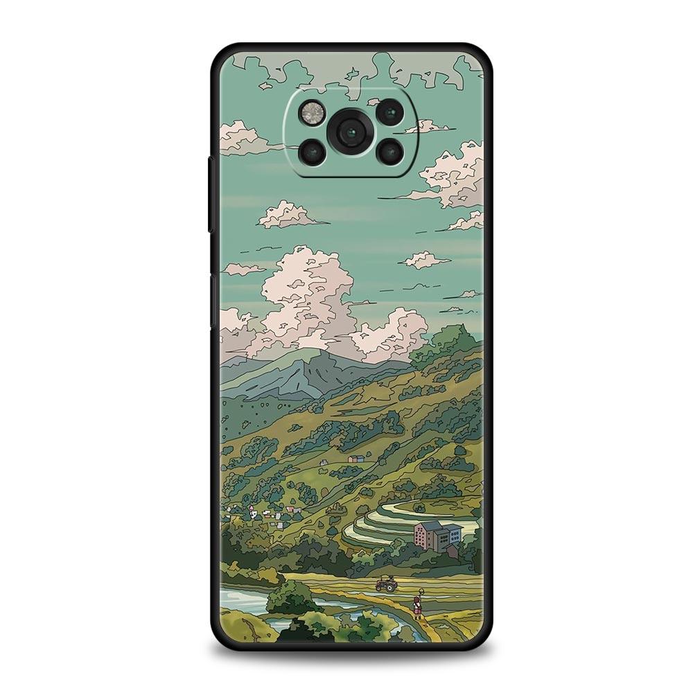 Japan Sunset Scenery For Xiaomi Poco X5 Pro Soft Phone Case For Poco X4 X3 NFC F5 Pro F4 F3 GT M5 M4 Pro 5G M3 C51 C50 C55 Cover