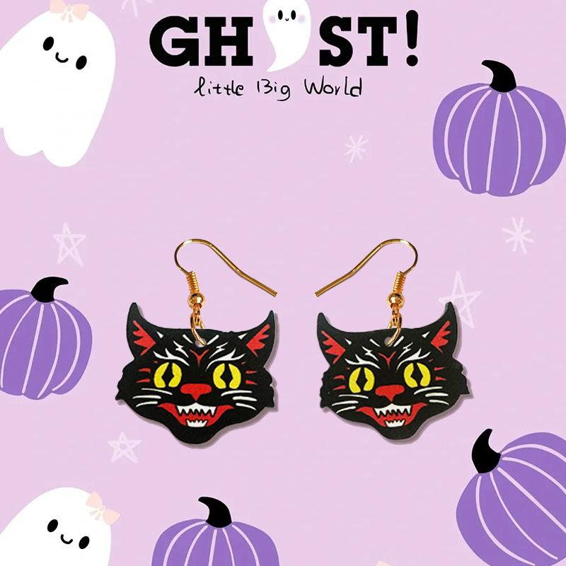 Акрил, инновационные простые серьги с черным котом, персонализированные милые серьги