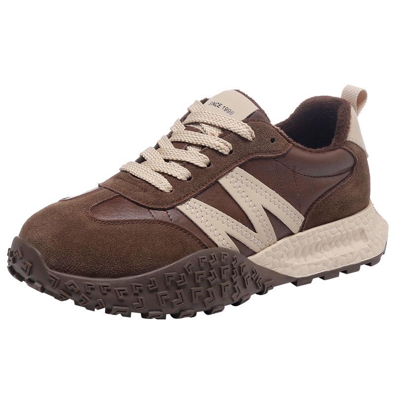 Dexun Women's Genuine Leather Velvet Running Shoes - 2024 Winter Collection: Lightweight, Versatile, Casual Sports Sneakers.