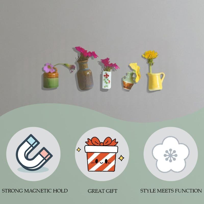 DIY New Personalized and Creative Ceramic Vase with Magnetic Stickers, Antique Style Commemorative Home Decoration Ornaments
