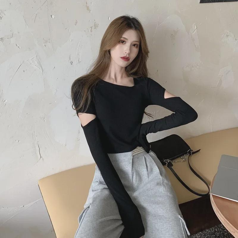 New Spring & Autumn Slim Fit Niche Design Sexy Elastic Short T-Shirt for Women