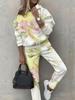 New Women'S Clothing European And American Spring And Autumn Floral Printing Casual Long-Sleeved Sports Suit
