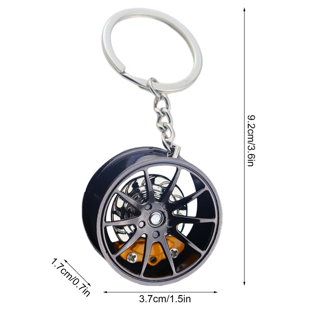 1PC Wheel Hub Car Key Chain Fidget Toy Car Tire Brake Disc Keychain Fingertip Gadget Keyring Bags Pendant 3D Alloy Model Gift
