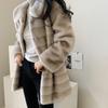 Long Faux Fur Coat Winter Femme Mink Veste Luxury Woman Coat Stripe Clothes Korean Warm Plush Jacket Furry  Artificial Fur Coat
