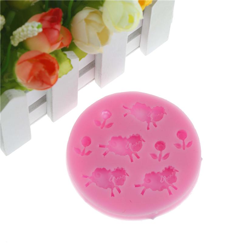 Zvíře Ovce & Květina Slunečnice Silikonová Fondánová 3D Forma na Dort Cukroví Čokoládová Dekorace