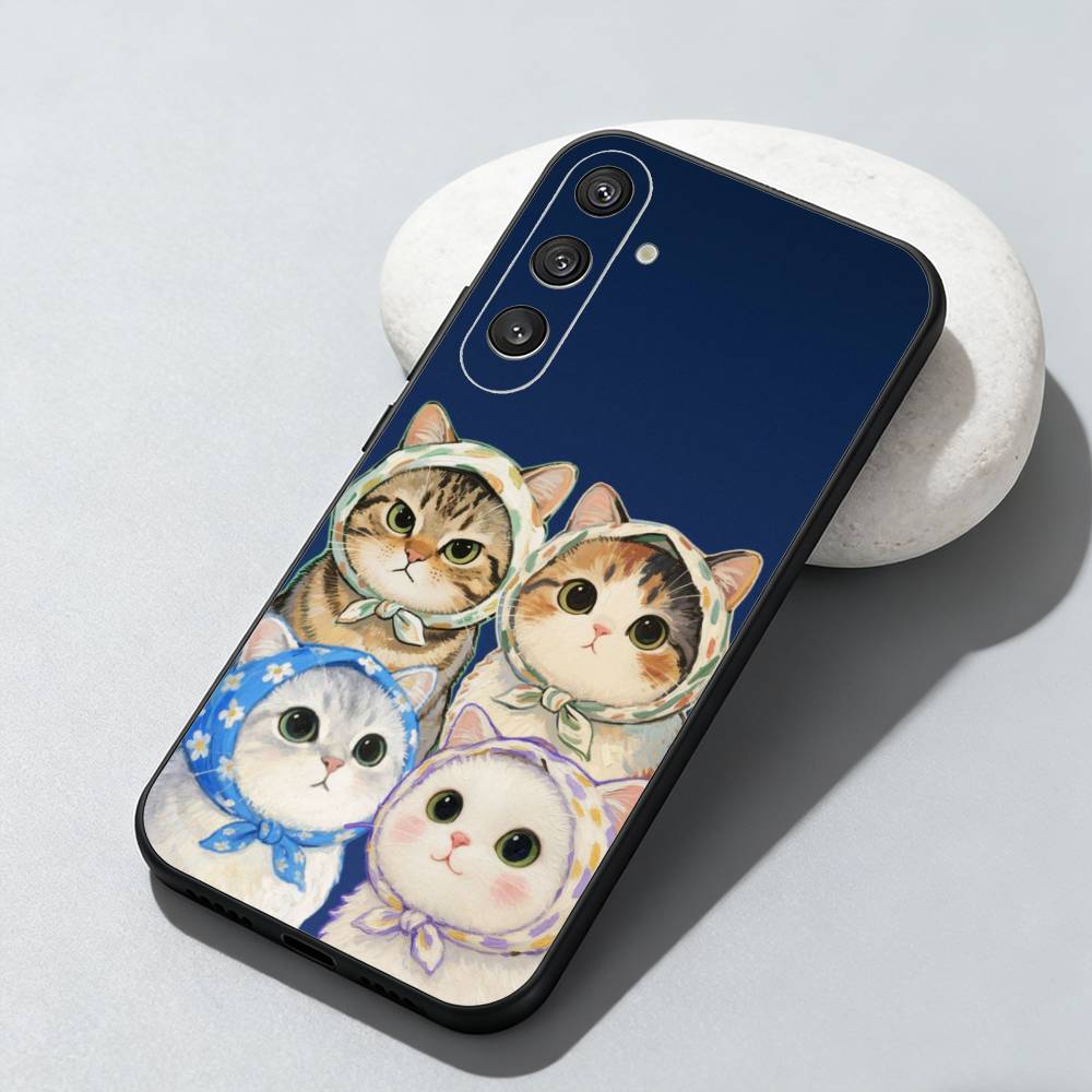 cute cat Phone Case For Samsung Galaxy A73,A72,A71,A70,A52,A51 Others Soft Black Cover