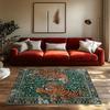 Green Tiger Pattern Bohemian Rug, Orange Animal Print Non-Slip Carpet, Jungle Theme Living Room Mat for Nature Decor