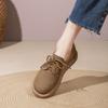 New Genuine Leather Shoes for Women Lace-up Platform Casual Shoes Winter Plush Flat Heel Women's Boots Zapatos De Mujer WSH5236