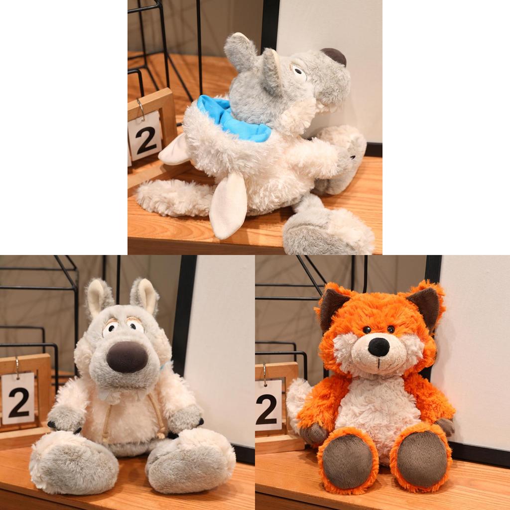 Forest Friends Plush Wolf And Fox Toys With Pp Cotton Filling For Kids Playroom Decor