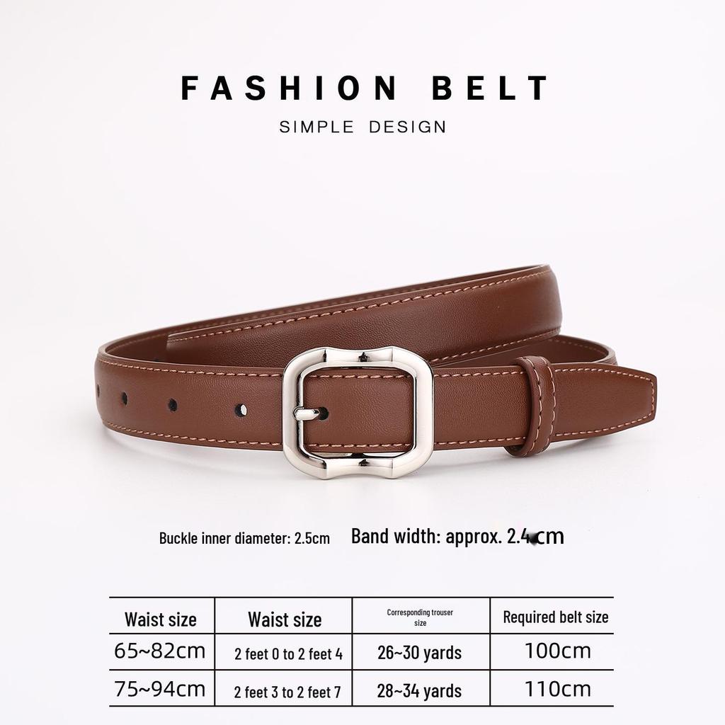 Women's Versatile Genuine Leather Belt - Decorative High-End Fashion Waistband for Casual or Professional Wear