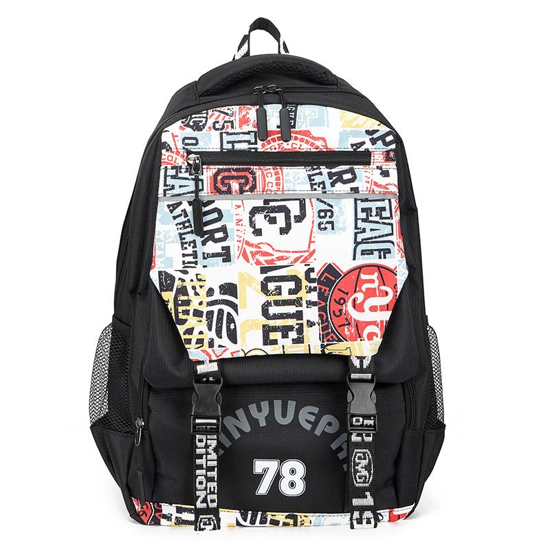Backpack Men's Backpack Fashion Trend Personality Graffiti Student School Bag Korean Version Middle and High School Student Creative Trend Bag