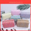 Plush Stripe Makeup Bag With Embroidery For Daily Use Travel Organizer