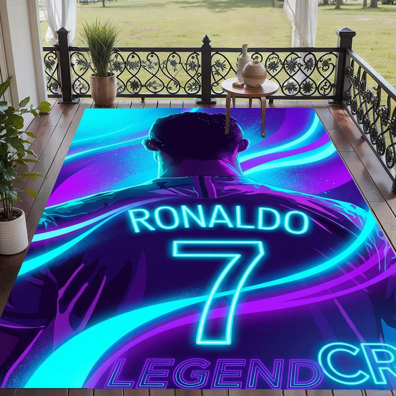 Crystal Velvet Rug with Cristiano Ronaldo Design, Soft Non-Slip Floor Mat for Living Room Bedroom Decor