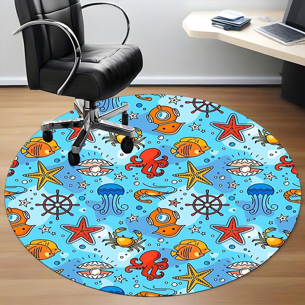 1pc Oceanic Creatures Chair Carpet for Office, Non-slip, Soft and Durable Office Rug, Perfect for Office yy251227135