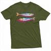 Colorful Sardine Fish Art Unisex T Shirt Summer Watercolor Seafood Cooking Tee Fresh Catch Marine Pattern Streetwear Clothing