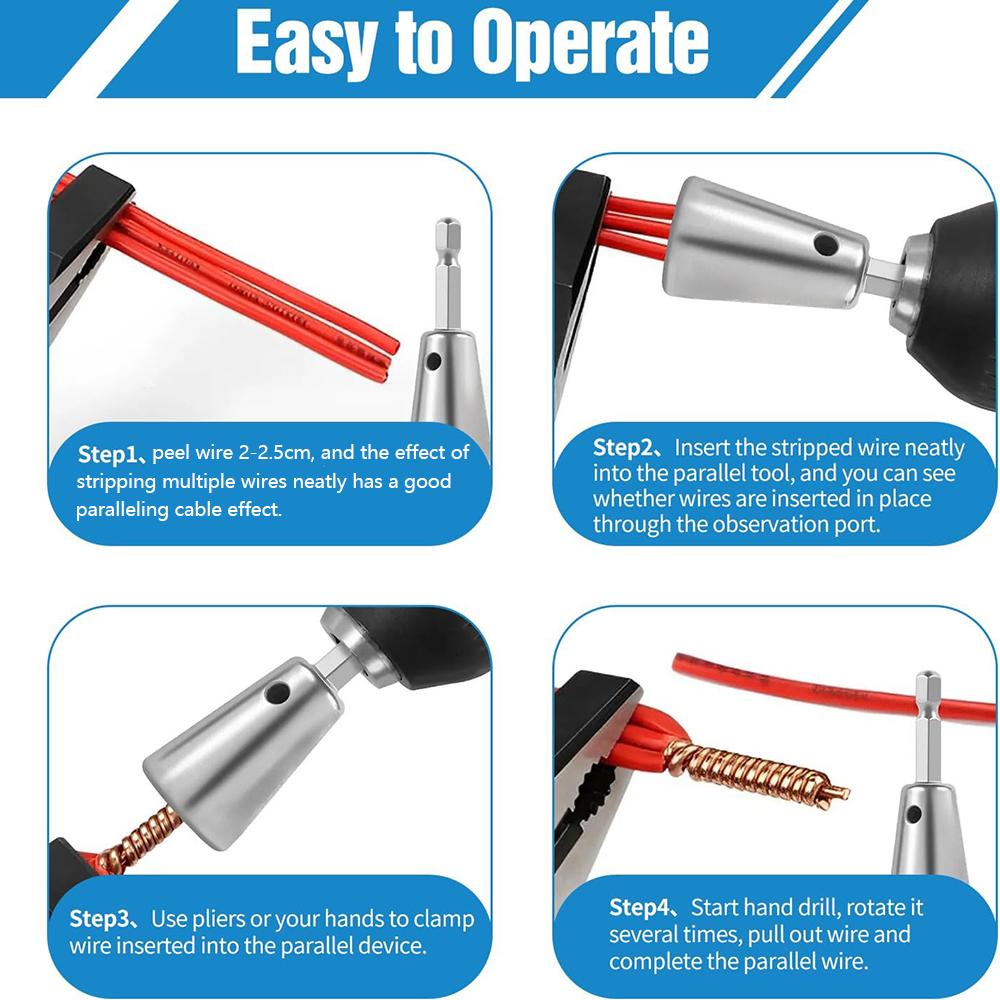 2Pcs Wire Cable Twister Stripper Twisting Tool For Electrical Power Drill Driver