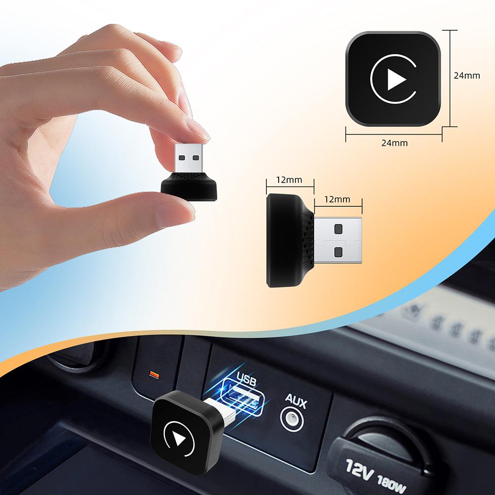 Adaptor Mini Cutie AI 2 în 1 Wired la Wireless Carplay&Android Auto Compatibil cu 99% dintre Mașini Plug and Play Dongle Smart WiFi