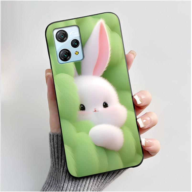 For Blackview A53 Case Blackview A53 Pro Back Cover Luxury Cute Love Rabbit Funny Black TPU Soft Silicone Protective Phone Case