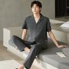 Pajamas Men's Summer Cotton Short Sleeve Pants Set Thin Men's Large Size High-end Fashion Alphabet Homewear