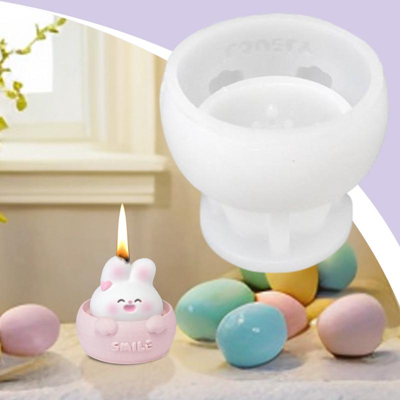 Rabbit Candle Silicone Mold 3D Cute Easter Candle Molds Easter Rabbit Mold Cake Decoration For Family Birthday Or Festival