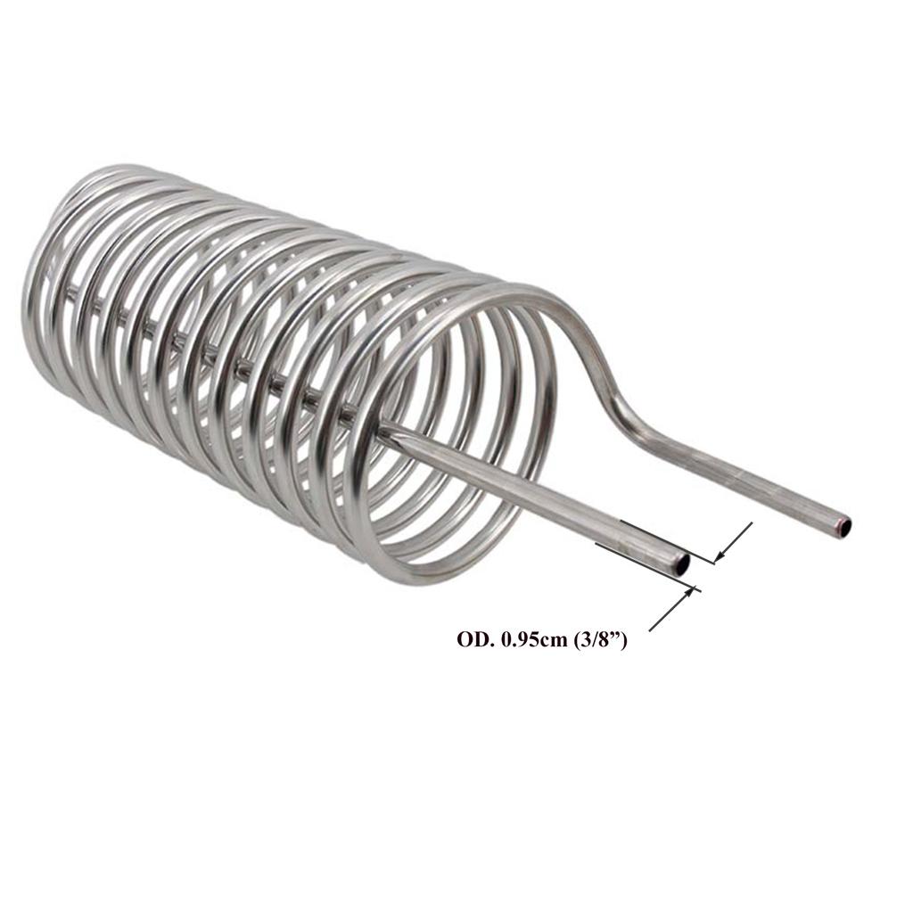 Stainless Glycol Cooling/Heating Coil 3/8"(9.5mm) 15ft(4.7meter) Temp Controller Heat Transfer Immersion Chiller Homebrew