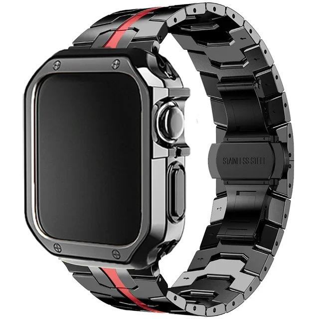 Iron Man Edelstahl-Rüstungsgehäuse mit TPU-Armband für Apple Watch