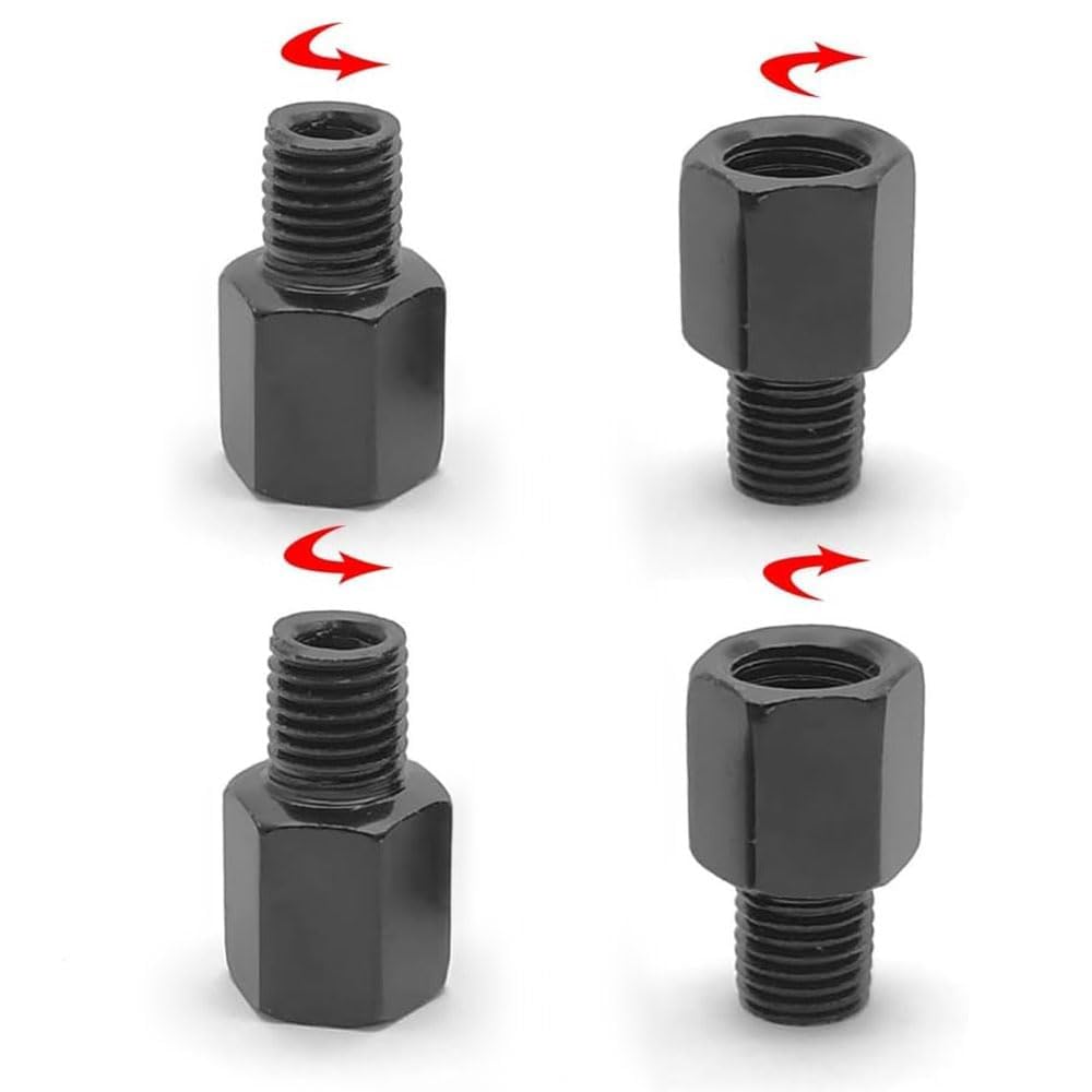 LIKENNY Motorcycle Mirror Conversion Adapter, 4 Pieces, For Motorcycle Mirrors, Forward and Reverse Screw